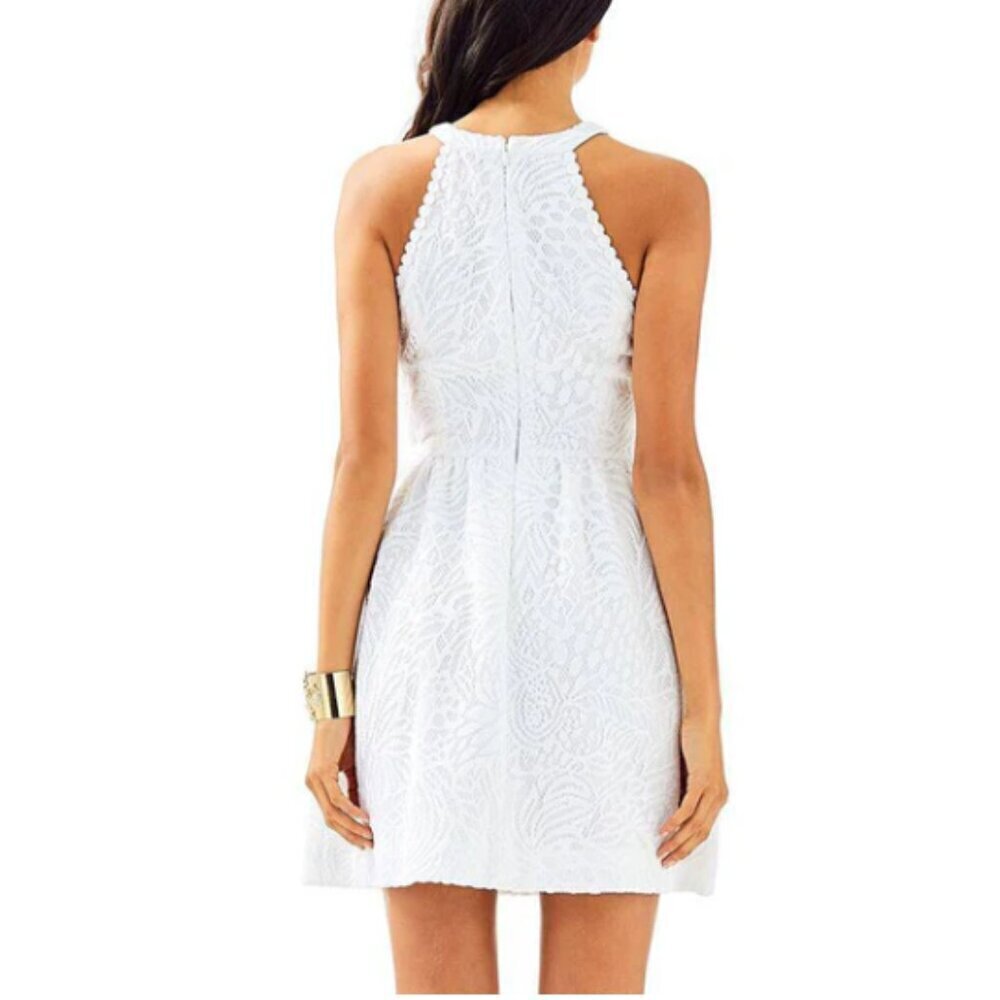 Lilly Pulitzer Kinley Dress in White, Lace Fit & Flare with Pockets Size 4 - Picture 2 of 15